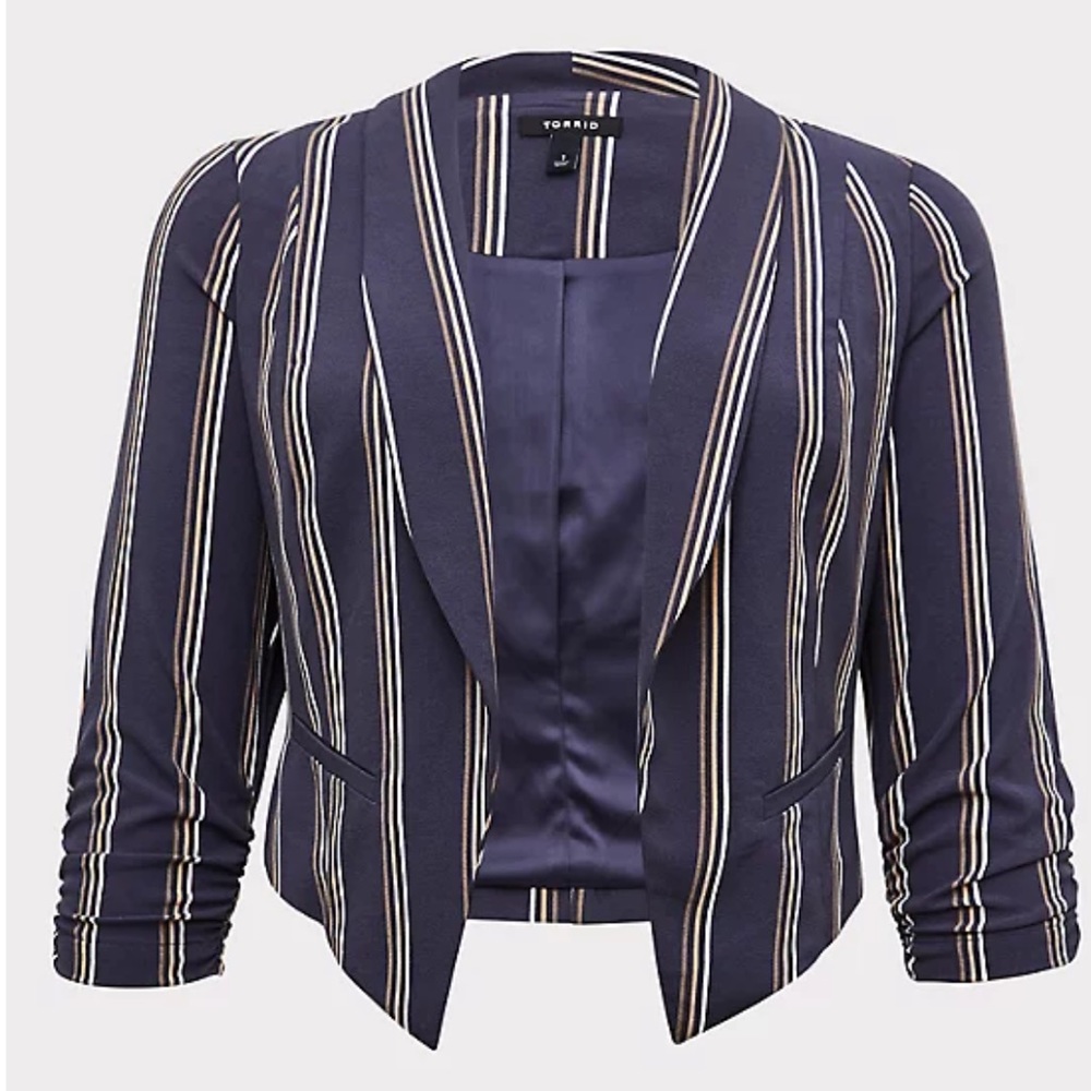 COPY - NWT Torrid DARK SLATE GREY STRIPE CREPE CUTAWAY BLAZER